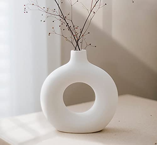 Solida SOLIDA Ceramic Ring Pot Beautiful Ceramic Decorative Vases with Unique Quality for Home Décor Table Flowers Pot Flower Planter Bedroom Side Corner Living Room Decoration Indoor (Pack of 1)  - Image 4