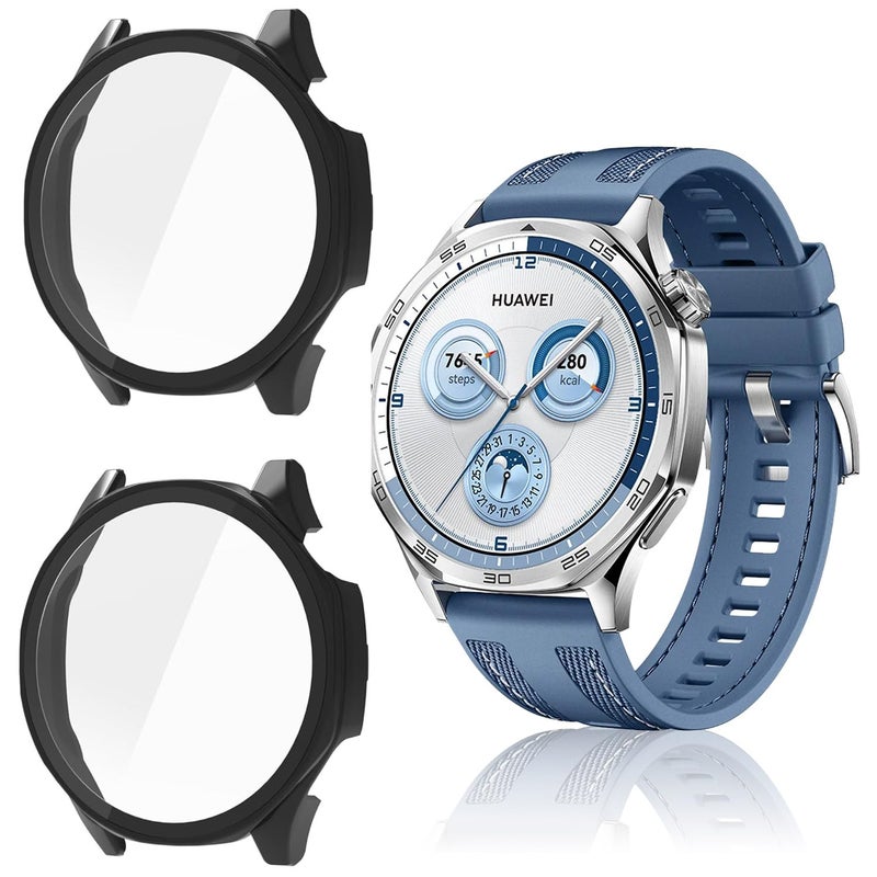 Tersely Huawei Watch GT5 46mm 2-Pack Case and Screen Protector, Hard PC Full Cover, Shockproof, Tempered Glass, Black - Image 2