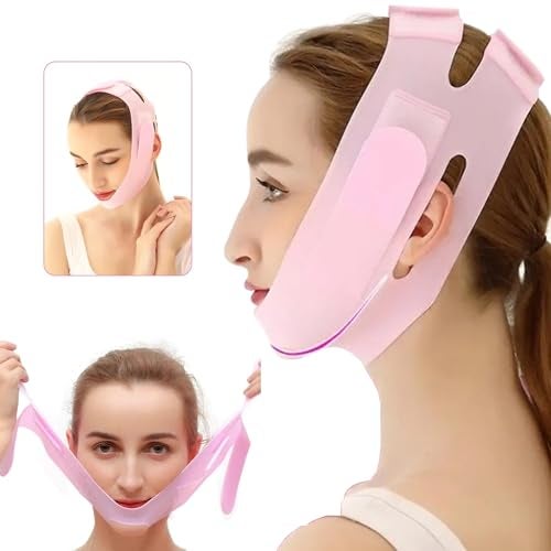 VAIDUE Silicone V Face Mask- Face Lift Up Belt Facial Bandage Mask Cheek | Chin,Neck Slimming Thin Belt Face Slim Lift Band Double Chin Reducer for Women and Men Tightening Skin (V-Line Mask), 1 Pack - Image 1
