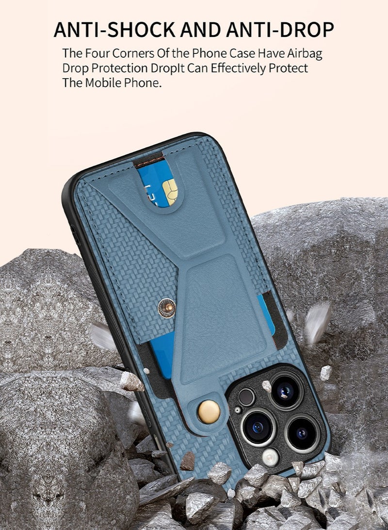iPhone 15 Pro Wallet Case Cover with Phone Holder and Hand Strap, Anti-scratch Shockproof Protective Leather Kickstand Card Slots Back Case Accessories Protection Protector for iPhone 15 Pro  - Image 3