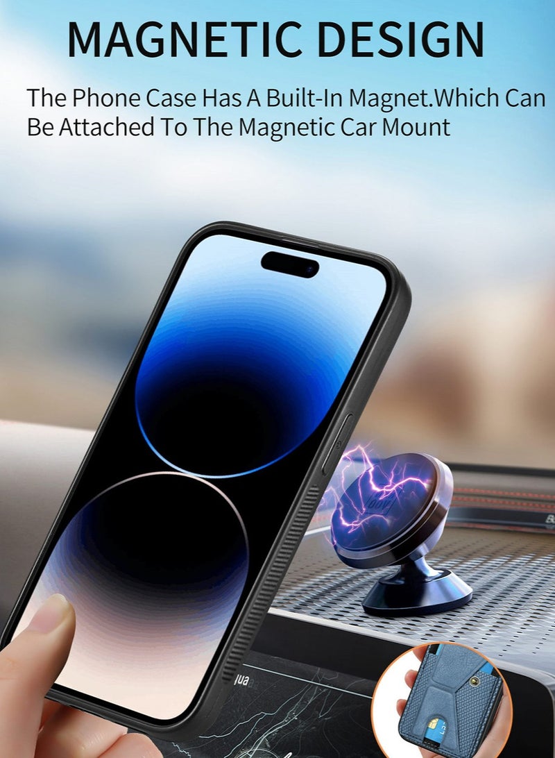 iPhone 15 Pro Wallet Case Cover with Phone Holder and Hand Strap, Anti-scratch Shockproof Protective Leather Kickstand Card Slots Back Case Accessories Protection Protector for iPhone 15 Pro  - Image 5
