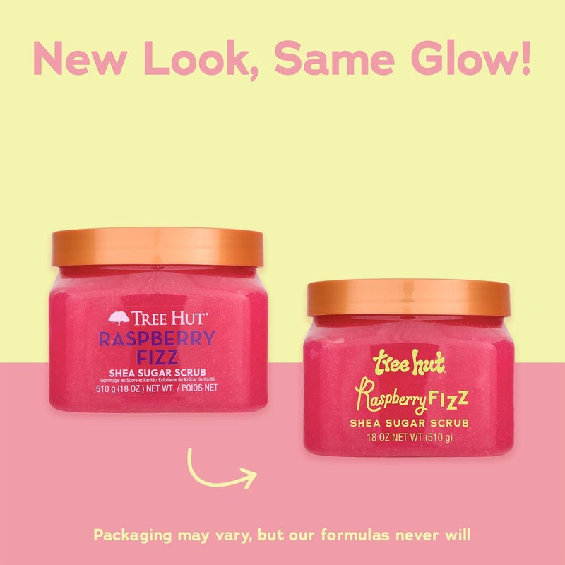 Treehut Raspberry Fizz Shea Sugar Scrub, Exfoliating, Hydrating & Moisturizing Body Scrub with Shea Butter & Nourishing Essential Oils, Smooth & Soften Skin, 18 oz - Image 2