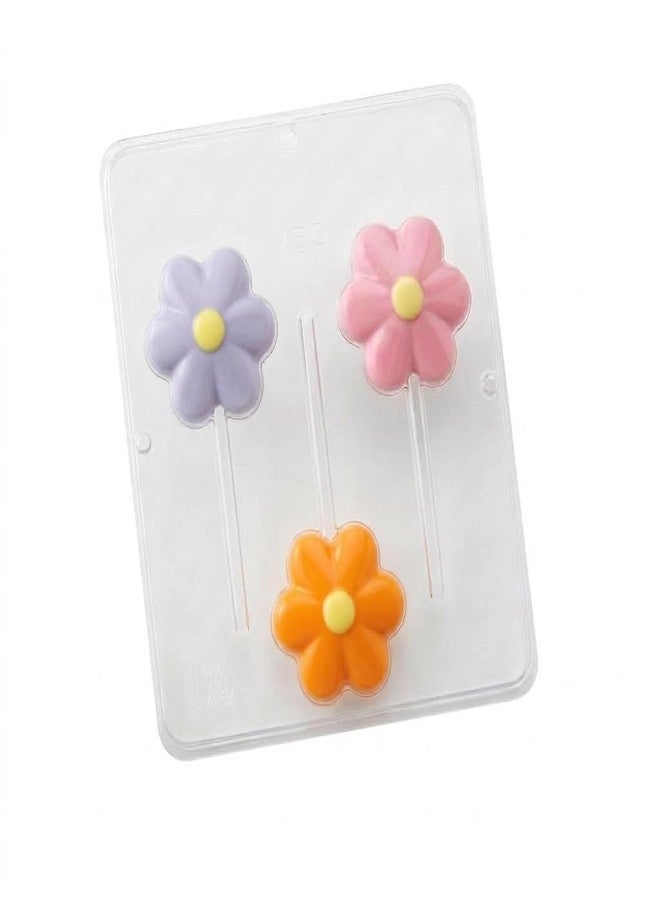 Lollipops Flower Lollipop Chocolate Candy Mold 3423, 3 Cavities, 3 Inch Diameter - Image 1