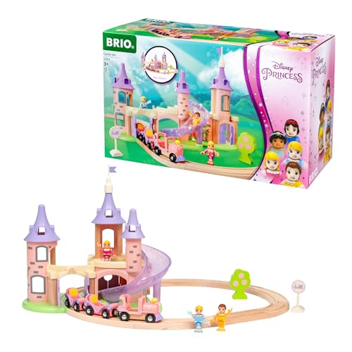 BRIO World Disney Princess Castle Set  18Piece FSCCertified Wood Train Set and Accessories  Includes Moveable Classic Disney Princess Figurines Castle Tracks  More  Kids Ages 3  Up - Image 1