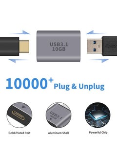 Duttek محول USB C أنثى إلى USB أنثى 3.1 Gen2، محول USB 3.1 A إلى USB Type C مزدوج الجوانب بسرعة 10 جيجابت في الثانية يدعم مزامنة البيانات والشحن لأجهزة الكمبيوتر المحمولة والكمبيوتر الشخصي وما إلى ذلك، عبوة واحدة  - Image 4