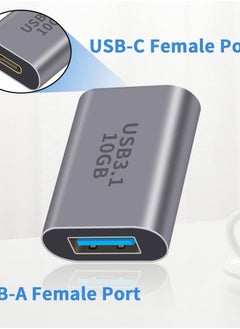 Duttek محول USB C أنثى إلى USB أنثى 3.1 Gen2، محول USB 3.1 A إلى USB Type C مزدوج الجوانب بسرعة 10 جيجابت في الثانية يدعم مزامنة البيانات والشحن لأجهزة الكمبيوتر المحمولة والكمبيوتر الشخصي وما إلى ذلك، عبوة واحدة  - Image 5