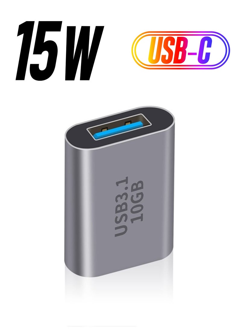 Duttek - USB C Female to USB Female Adapter 3.1 Gen2, USB 3.1 A to USB Type C Adapter Double-Sided 10 Gbps Support Data Sync and Charging for Laptop, PC etc 1Pack - Image 1
