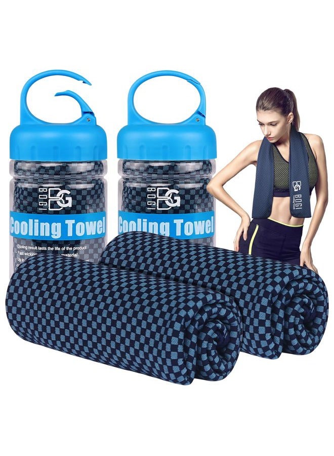 BOGI Cooling Towel 2 Pack, Cooling Towels for Neck and Face, 40"x12" Ice Towel for Instant Cooling Soft Breathable Chilly Towel for Yoga Golf Gym Camping Running Workout & More Activities (NBlue2) - Image 1