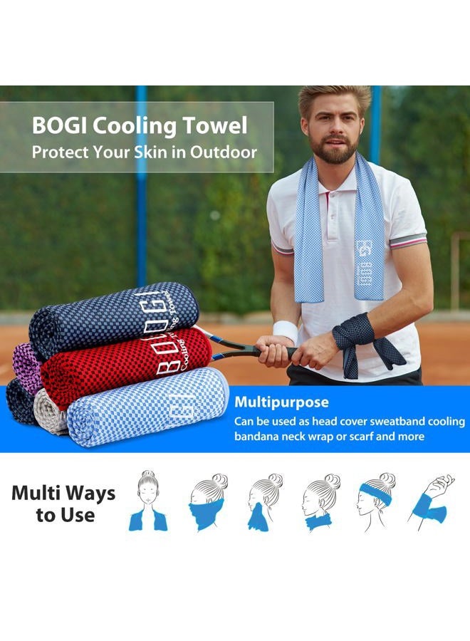 BOGI Cooling Towel 2 Pack, Cooling Towels for Neck and Face, 40"x12" Ice Towel for Instant Cooling Soft Breathable Chilly Towel for Yoga Golf Gym Camping Running Workout & More Activities (NBlue2) - Image 4