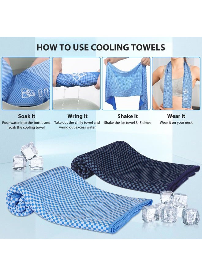BOGI Cooling Towel 2 Pack, Cooling Towels for Neck and Face, 40"x12" Ice Towel for Instant Cooling Soft Breathable Chilly Towel for Yoga Golf Gym Camping Running Workout & More Activities (NBlue2) - Image 5