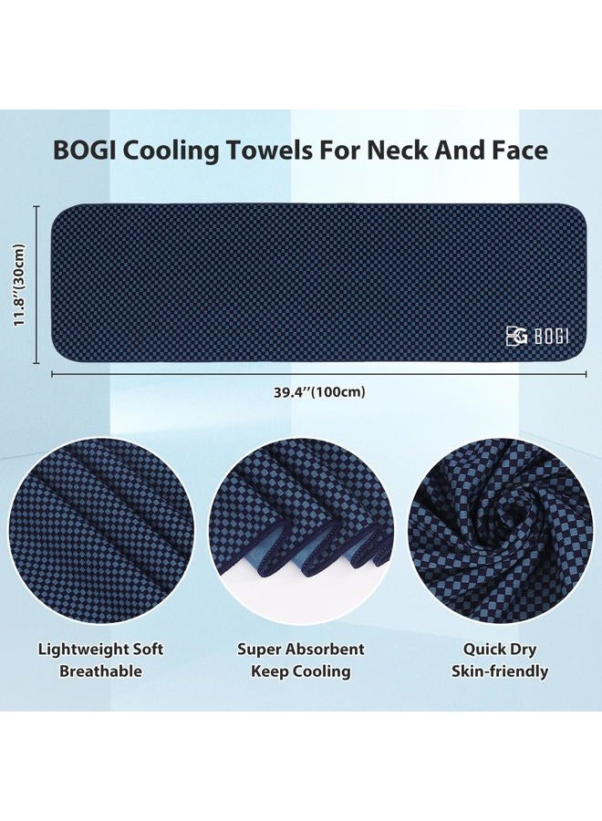 BOGI Cooling Towel 2 Pack, Cooling Towels for Neck and Face, 40"x12" Ice Towel for Instant Cooling Soft Breathable Chilly Towel for Yoga Golf Gym Camping Running Workout & More Activities (NBlue2) - Image 2