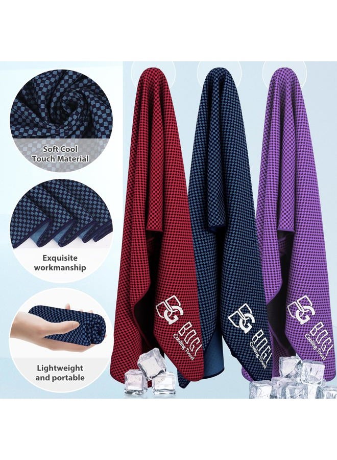 BOGI Cooling Towel 2 Pack, Cooling Towels for Neck and Face, 40"x12" Ice Towel for Instant Cooling Soft Breathable Chilly Towel for Yoga Golf Gym Camping Running Workout & More Activities (NBlue2) - Image 3