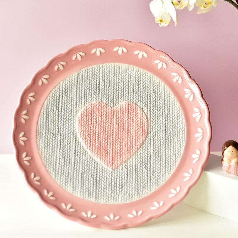 Ceramic Plate for Valentine's Day Household Fruit Plate Heart Pattern Cake Stand Dessert Plate - Image 3