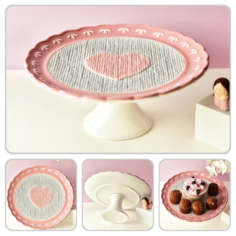 Ceramic Plate for Valentine's Day Household Fruit Plate Heart Pattern Cake Stand Dessert Plate - Image 1