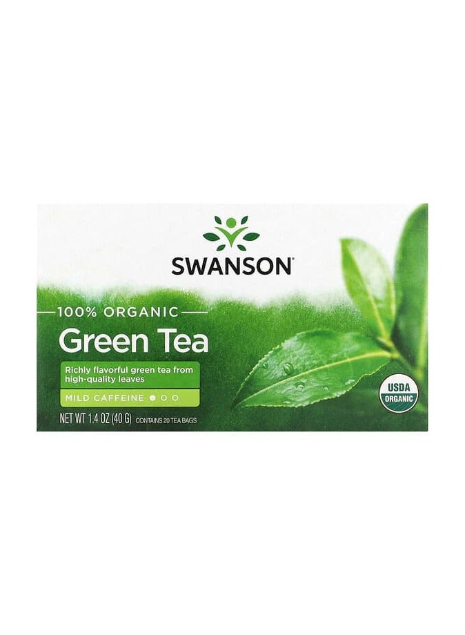 SWANSON 100% Organic Green Tea, 20 Tea Bags, 1.4 oz (40 g) 