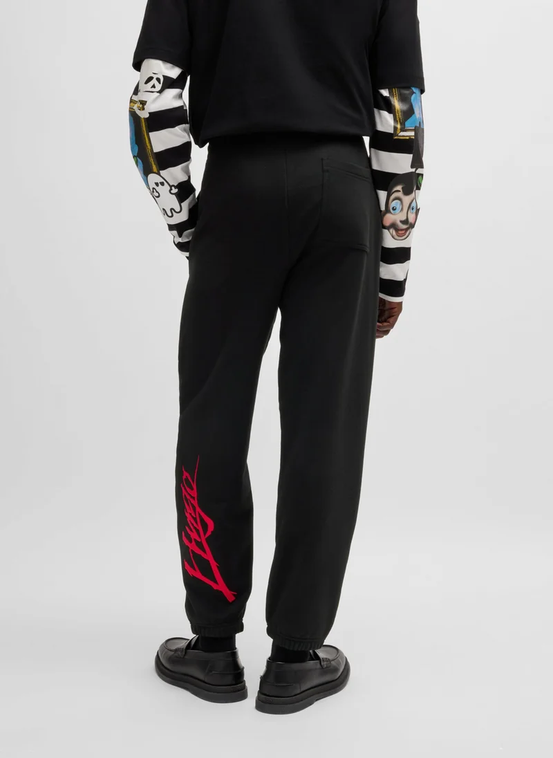 HUGO Cotton-terry tracksuit bottoms with double logo