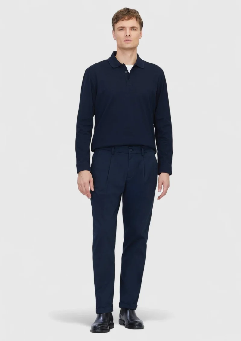 رامسي بنطال قطني مخلوط، أزرق داكن، بقصة عادية