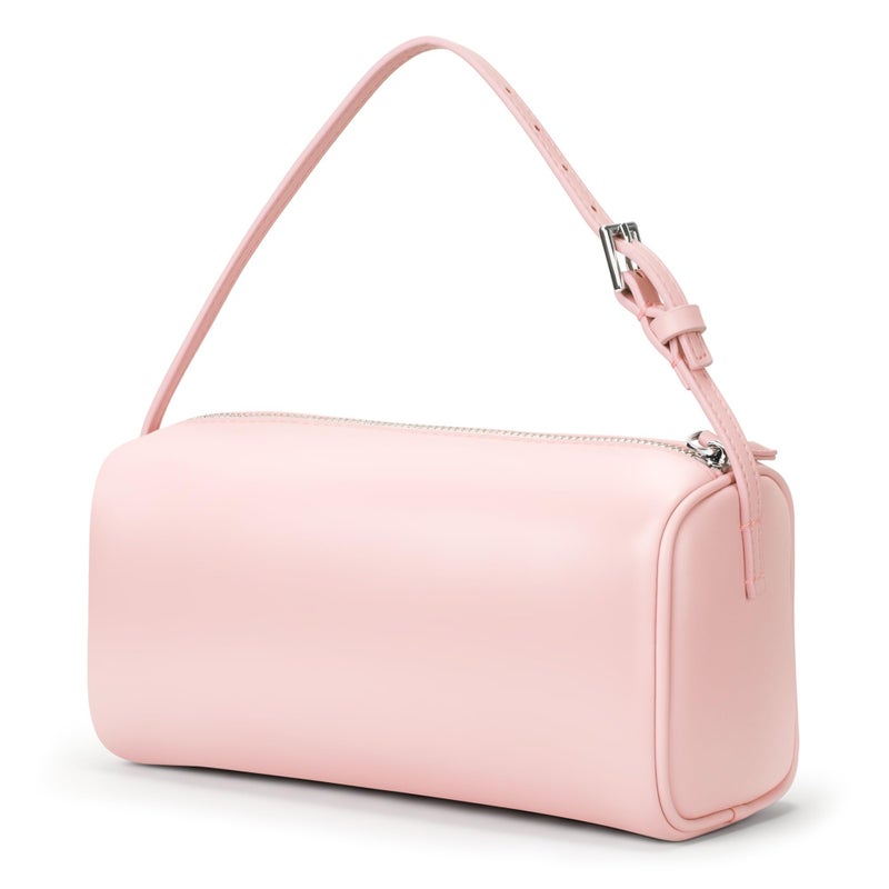 Party Hobo Crossbody Bags For Women,Vegan Leather Barrel Bag For Ladies,Designer Mini Pruse With Adjustable Strap,Baby Pink - Image 1