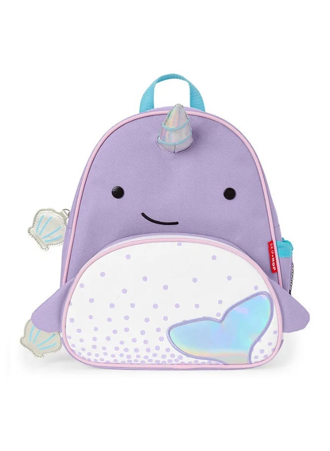 Skip Hop Zoo Backpack, Kids Backpack for School & Travel, Lightweight, Durable & Adjustable, Mesh Bottle Pocket & Wide Opening, Cute Animal Print for Girls & Boys, Narwhal, 3 Years+ - 12 Inches - Image 1