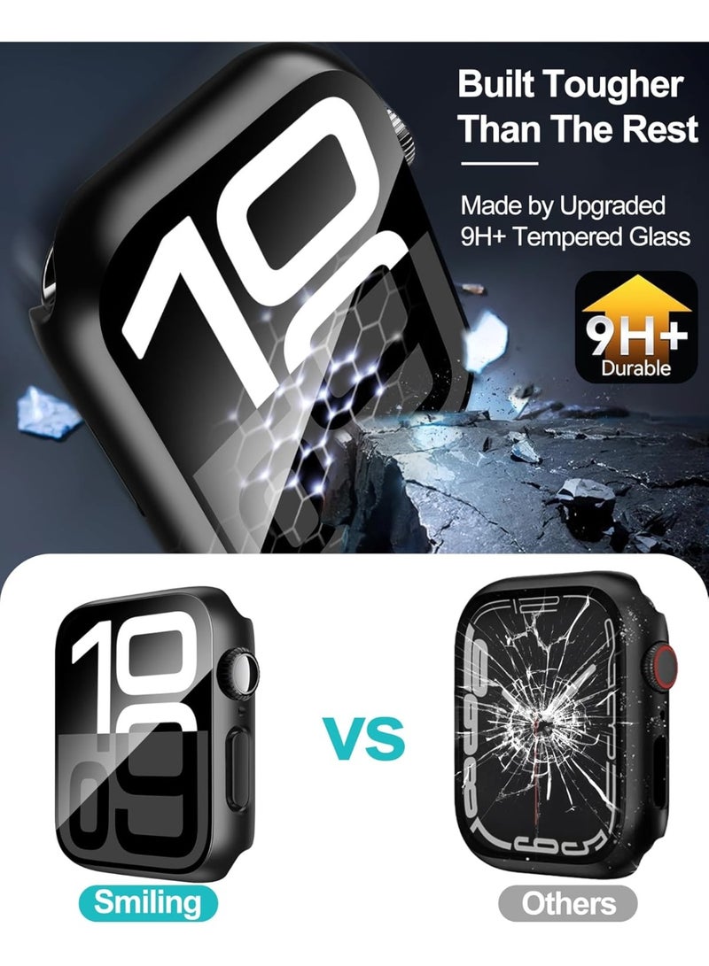 حافظة Apple Watch Series 10 مقاس 46 مم مع واقي شاشة فيلم مقسى ، غطاء شاشة HD حساس باللمس كامل الحماية للكمبيوتر الصلب (46 مم ، أسود) - Image 5