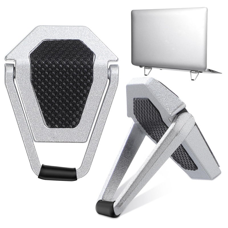 Adjustable Alloy Laptop Cooling Stand Foldable Portable For Travel Office Silver Black - Image 2
