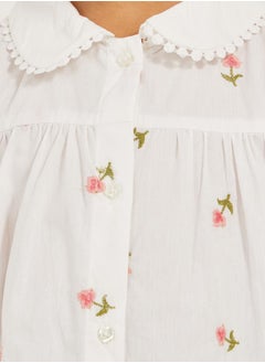 Styli Floral Embroidered Puff Sleeve Shirt  - Image 4