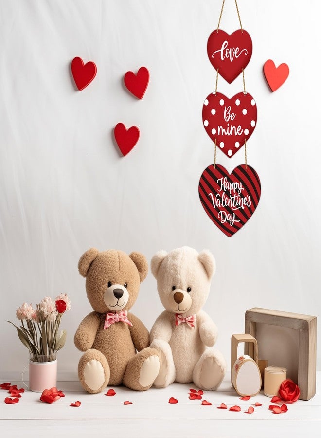 YUNKKIN Valentines Day Wreath Valentines Day Door Decorations Heart Wreath Valentines Day Wall Decor Wooden Valentines Door Hanger Love Be Mine Happy Valentines Day Door Sign for Front Door Indoor Home Decor - Image 5