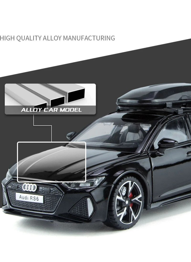 AROAQ - Scale Finished Model Car, 1/32 Audi Rs6 Toy Car Model With Sound And Lights , Simulation Diecast Alloy Sports Car Model Collection Ornament With Openable Doors, (Grey) - Image 1