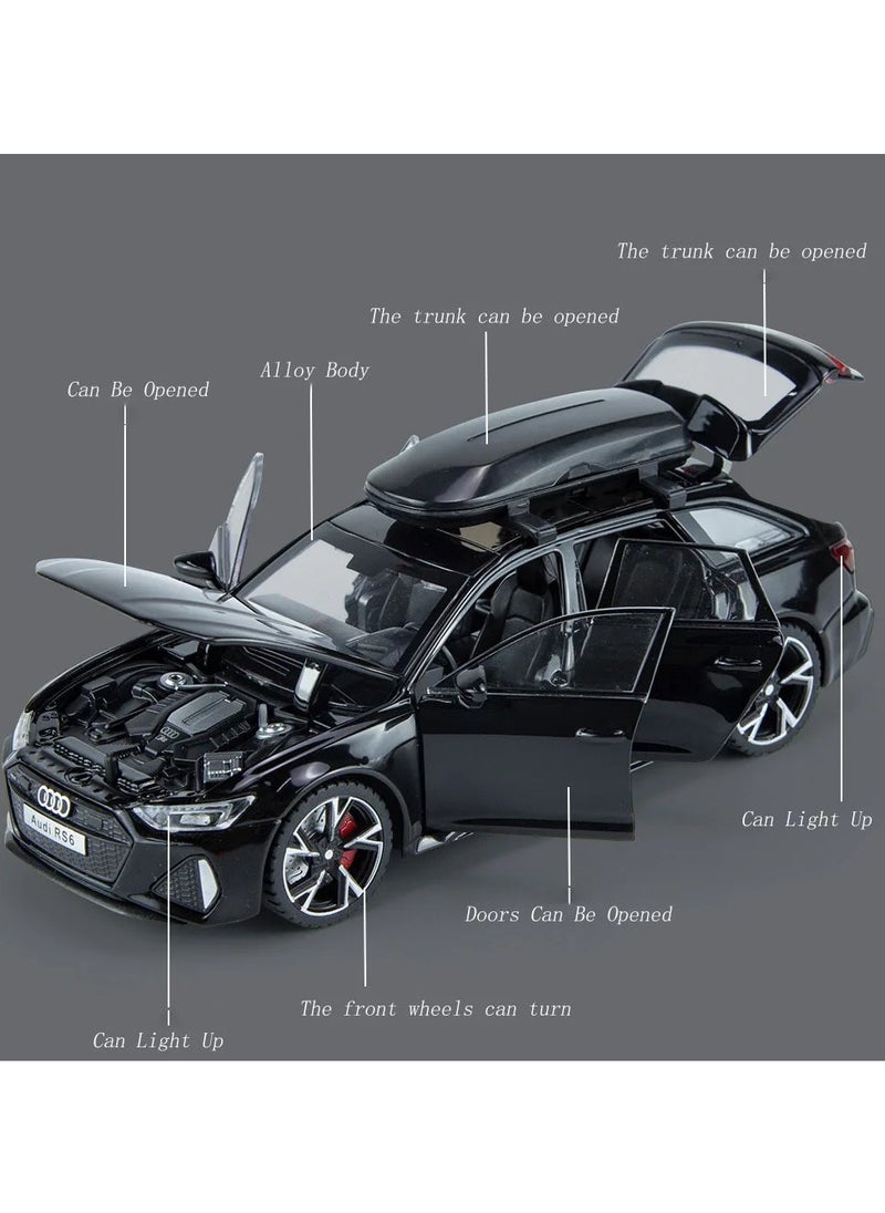 AROAQ - Scale Finished Model Car, 1/32 Audi Rs6 Toy Car Model With Sound And Lights , Simulation Diecast Alloy Sports Car Model Collection Ornament With Openable Doors, (Grey) - Image 1