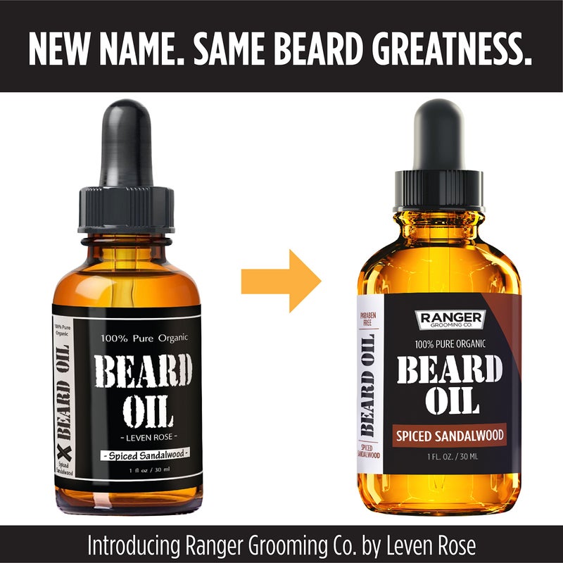 Leven Rose Spiced Sandalwood Beard Oil & Leave In Conditioner by Ranger Grooming Co, 100% Pure Natural Organic for Groomed Beards, Mustaches, and Moisturized Skin 1 oz - Image 2