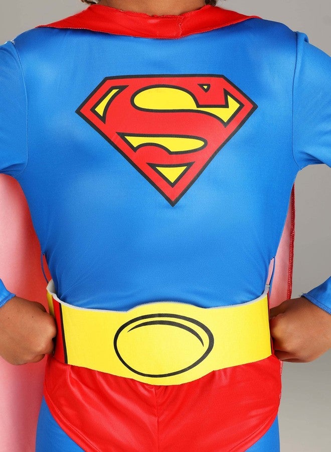 Fun Costumes Kid's Classic Superman Costume for Boy's - Child DC Comic Superhero Suit with Cape, Briefs, Belt, & Boot Covers - Large - Blue - Image 4