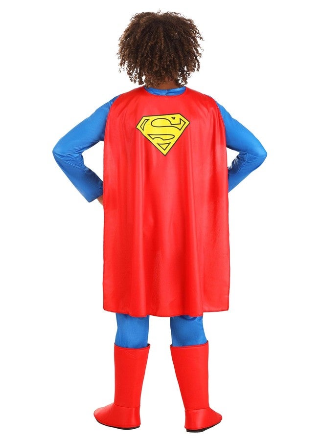 Fun Costumes Kid's Classic Superman Costume for Boy's - Child DC Comic Superhero Suit with Cape, Briefs, Belt, & Boot Covers - Large - Blue - Image 3