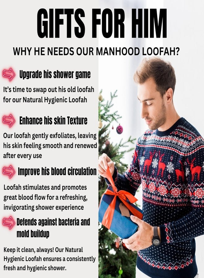 CraftsOfEgypt Rugged Natural Shower Loofah for Men - Tough Eco-Friendly Exfoliating Body Scrubbers, Durable & Gentle Terry Towel Cloth pad for Manly Skin Care - Lufas, Luffa, Loufas Sponges - Image 5