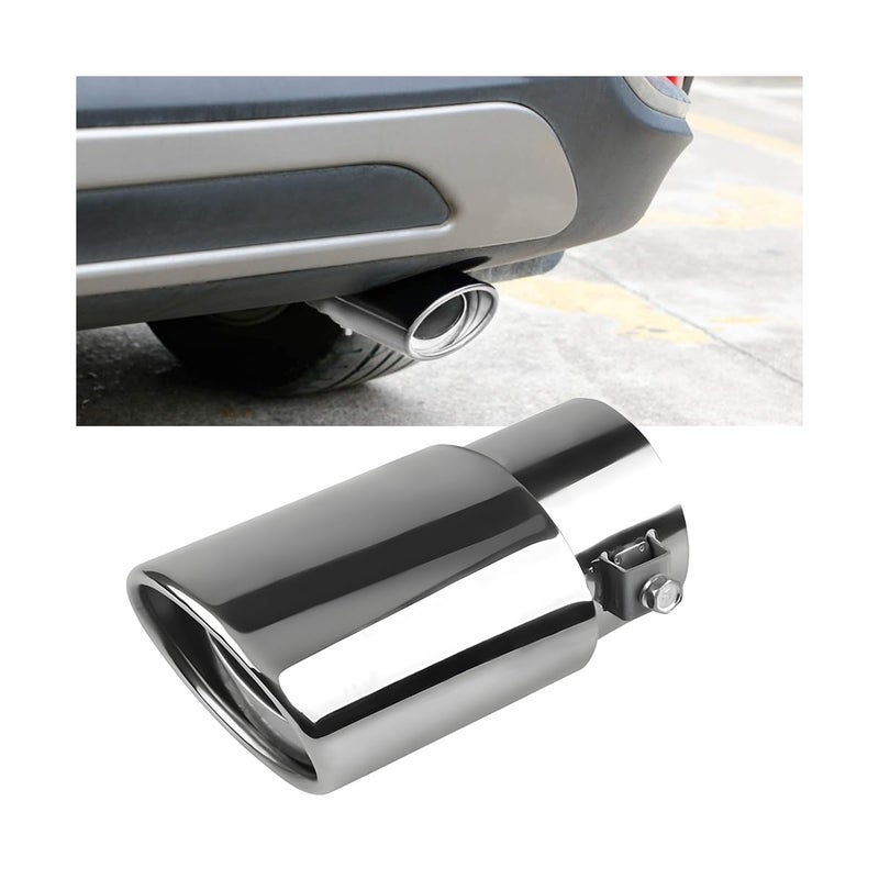 Ywdiml Stainless Steel Car Exhaust Tip 25 Inlet 3 Adjustable ChromePlated Curved Vehicle Muffler Finish Exhaust Tailpipe Automotive Tail Throat Tail Pipe Universal Fit Silver - Image 3