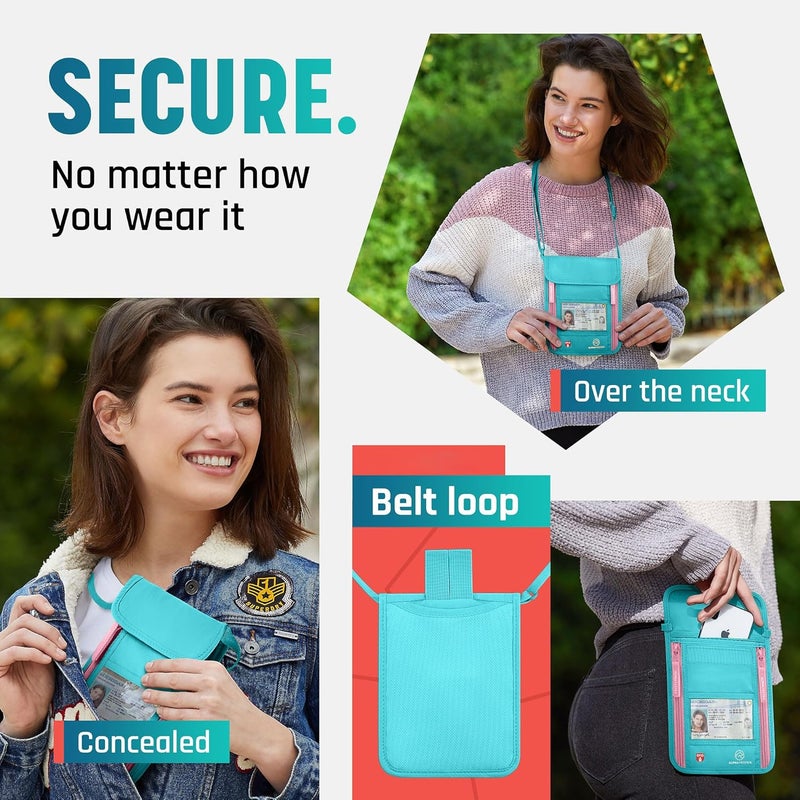 Alpha Keeper Neck Wallet, Travel Pouch For Passport Holder And Documents, Travel Neck Wallet For Traveling Women - Image 2