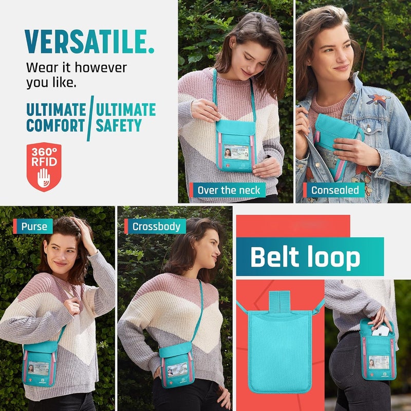 Alpha Keeper Neck Wallet, Travel Pouch For Passport Holder And Documents, Travel Neck Wallet For Traveling Women - Image 4