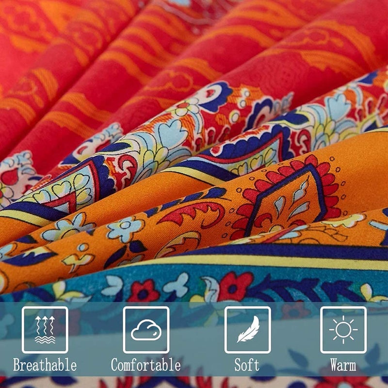 DJY Boho Sheets Set Queen(4 PCS) Boho Colorful Tribal Striped Bed Sheets 14" Deep Pocket Ethnic Fitted Sheet Bohemian Flat Sheets 2 Pillowcases - Image 3