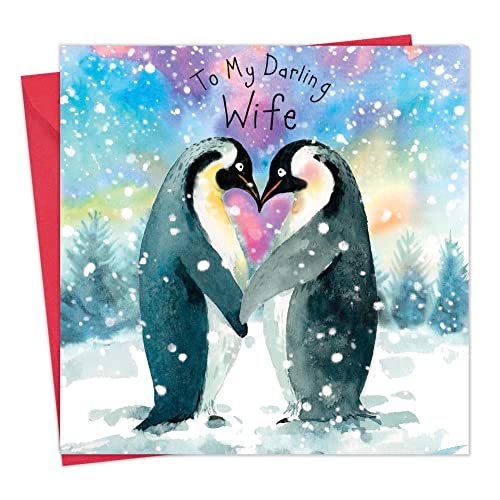 Twizler Merry Christmas Card for Wife with Penguins - Wife Christmas Card - Womens Xmas for Her Female - Image 1