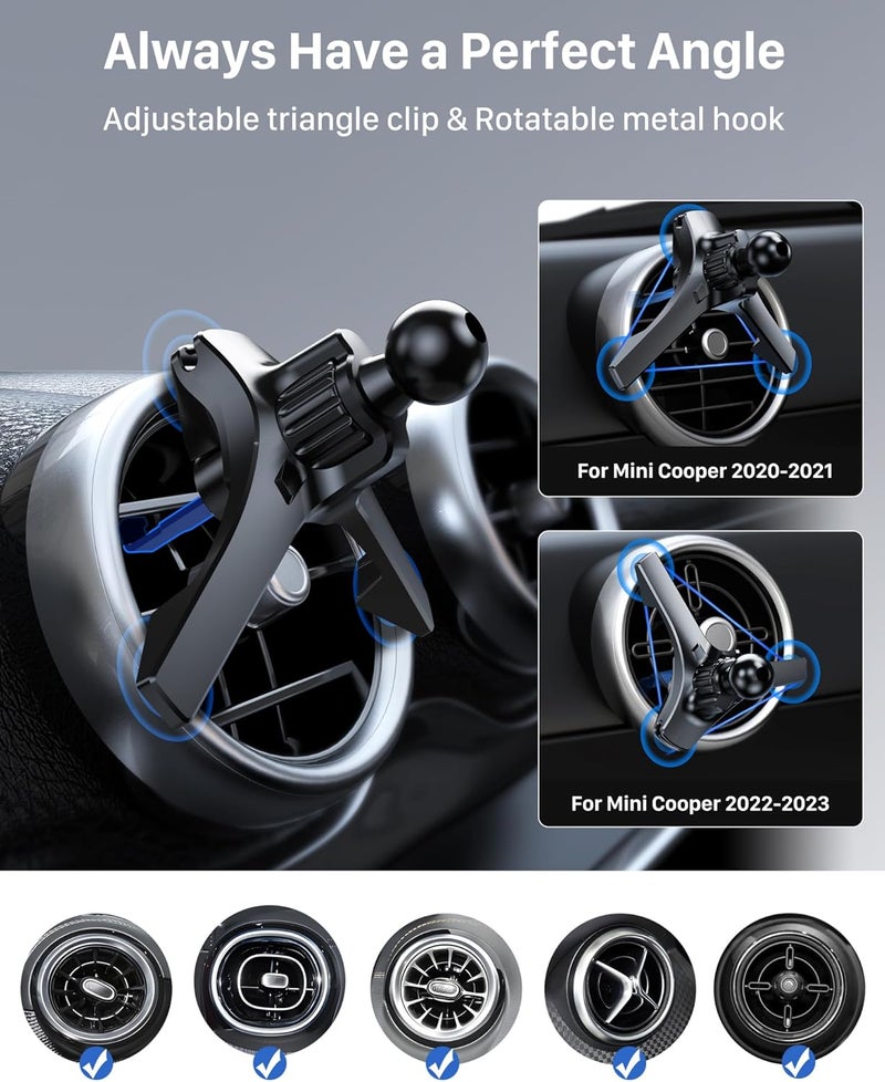 YOSH Smartphone Holder for Round Ventilation, Compatible with Mercedes-Benz A/B/C/V Class, Sprinter, Stable Triangle Hooks Car Smartphone Holder for iPhone Samsung Pixel Mercedes-Benz - Image 5