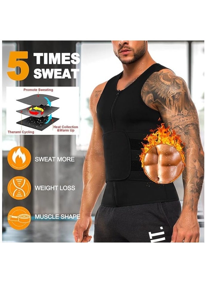 Generic Sauna Vest with Waist Trainer for Men, 2 in 1 Men's Abdomen Trainer Neoprene Slimming Workout Vest Shaper Promotes Healthy Sweat, Weight Loss, Lower Back Posture(L)  - Image 3