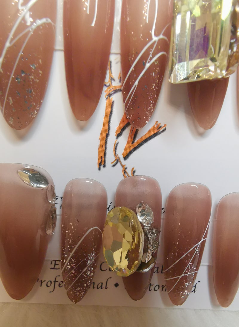 Binzo Beauty Handmade Press On Nails, 10pcs, Nails Art , Acrylic Nails, False Nails, Luxury Collection, Luxury Nails Arts, New Accessories， Wedding Nails，Party Nails. - Image 3