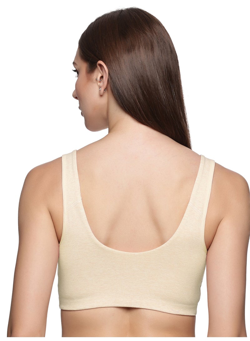 Teens Lifestyle Wirefree Non Padded Super Combed Cotton Elastane Stretch Full Coverage Slip-On Active Bra with Wider Straps - Lounge Bra - Image 3