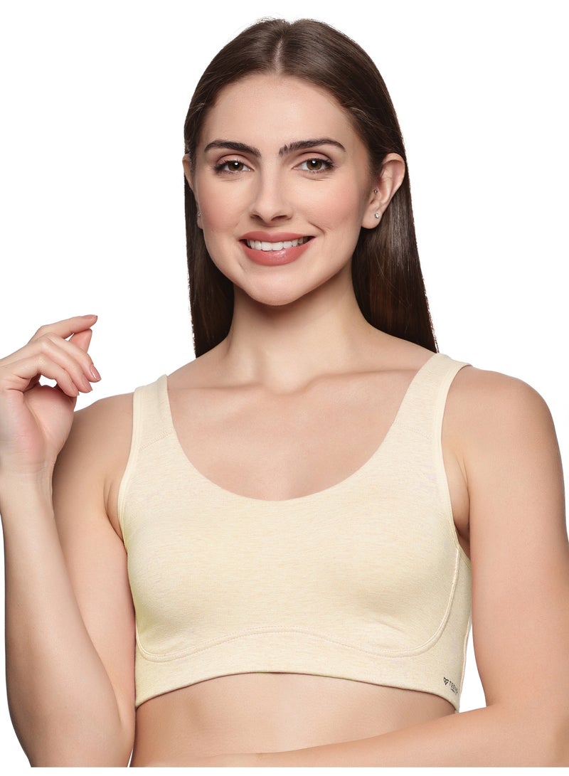 Teens Lifestyle Wirefree Non Padded Super Combed Cotton Elastane Stretch Full Coverage Slip-On Active Bra with Wider Straps - Lounge Bra - Image 1