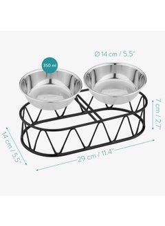 Navaris Stainless Steel Dog Bowls  Cat Food Bowls With Stand  Elevated Double Bowl And Holder For Cats & Small Dogs Raised Metal Wire Stand  Black  - Image 4