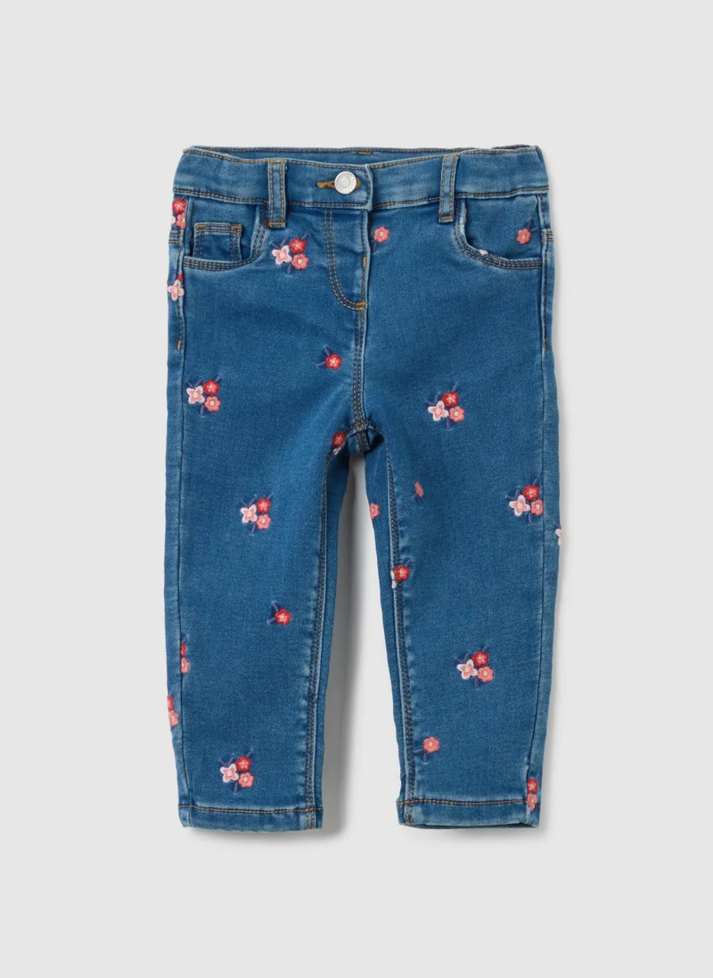 Ovs SLIM FIT FLORAL DENIM JEANS FOR GIRLS