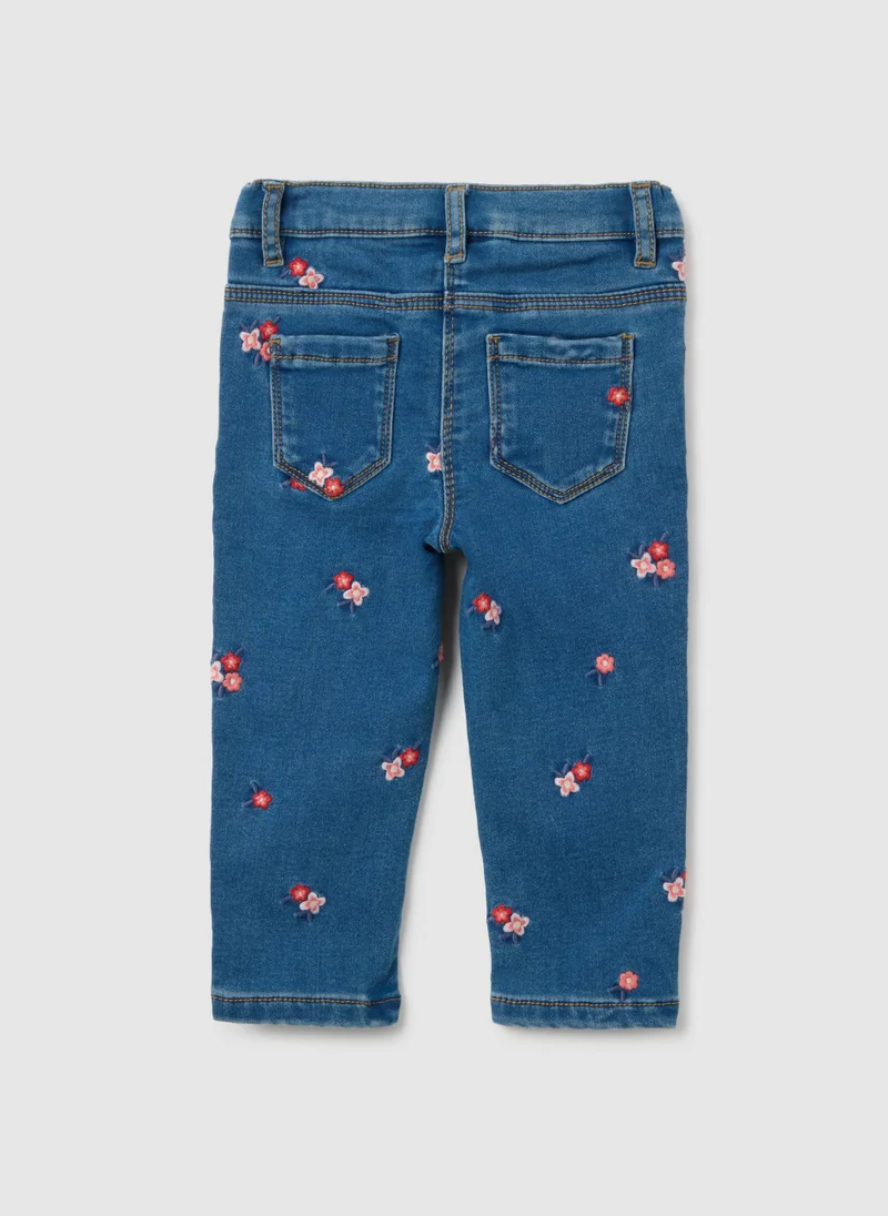 Ovs SLIM FIT FLORAL DENIM JEANS FOR GIRLS