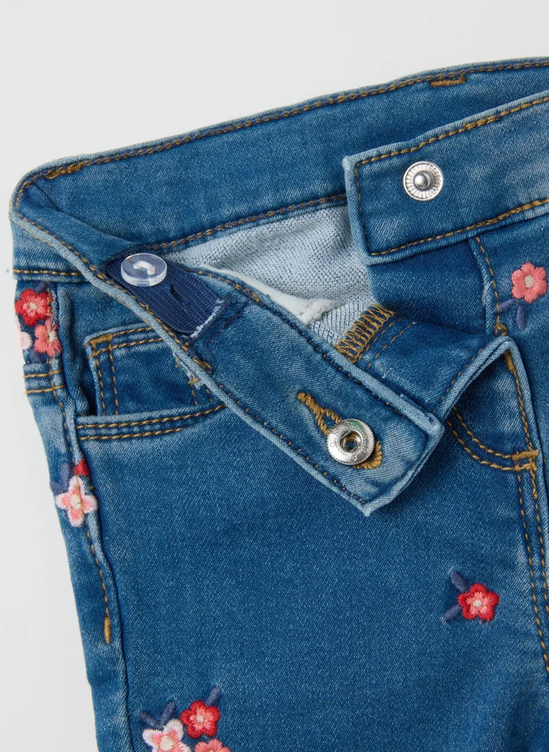 Ovs SLIM FIT FLORAL DENIM JEANS FOR GIRLS