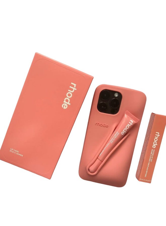 rhode Silicone Lip Holder for Cell Phone, Lip Gloss Adhesive Sleeve for Phone, Lip Holder Stick-on Phone Case, Back Stick On Holder for iPhone Phones（PEACH PIT） - Image 3