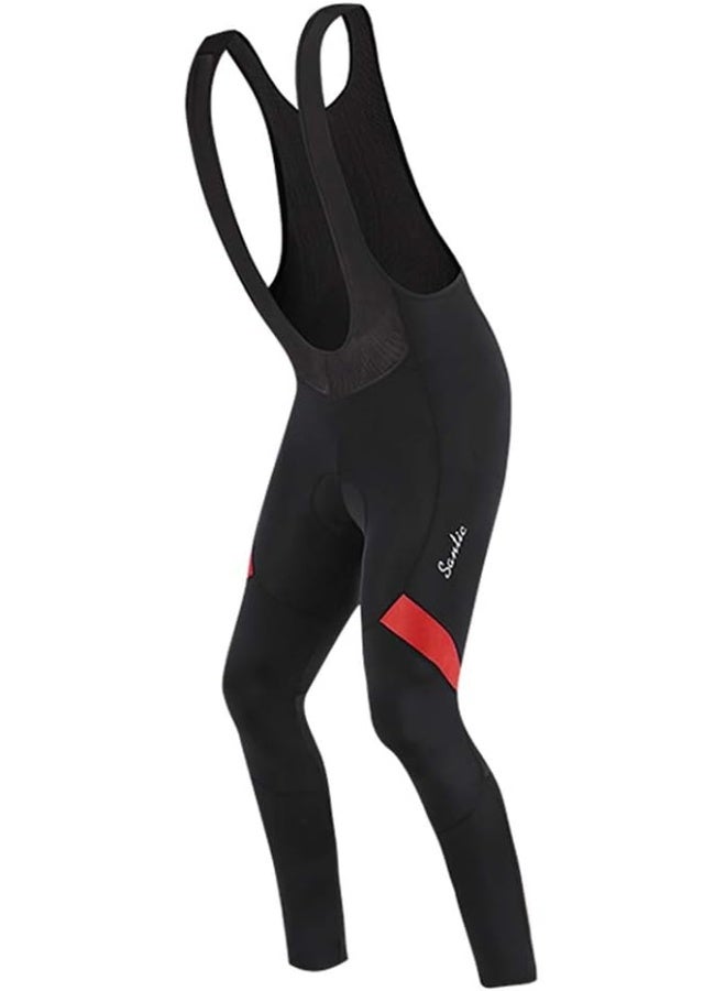 Santic Mens Cycling Bib Pants Padded Bicycle Breathable Long Tights for Men Compression Bike Riding Leggings Red S - Image 1