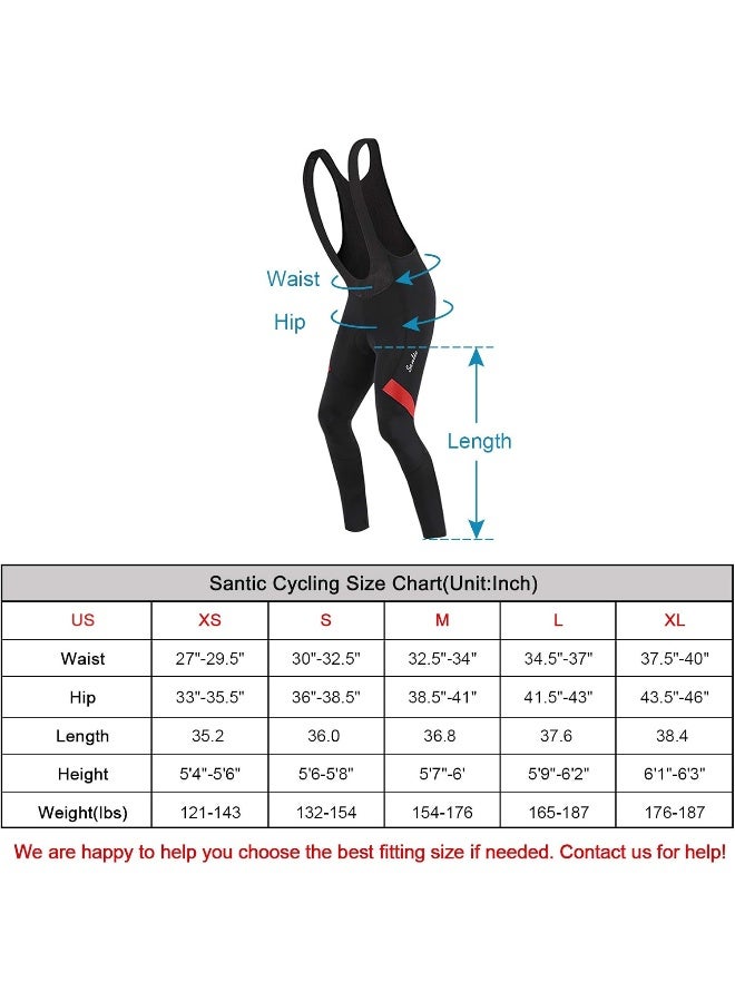 Santic Mens Cycling Bib Pants Padded Bicycle Breathable Long Tights for Men Compression Bike Riding Leggings Red S - Image 3